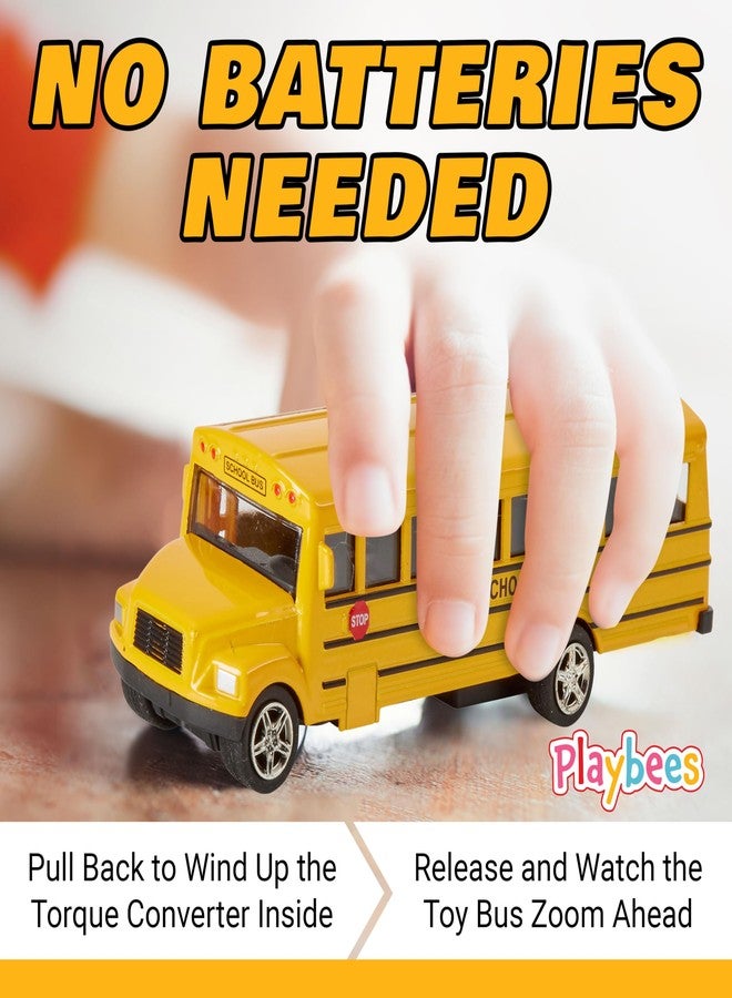 Playbees Long-Nose School Bus Die Cast Metal Model Toy Car 6 Inches with Pullback Action Durable Pull Back Car Door Opening & Closing Realistic School Bus - Great for Gifts, Birthdays, Boys & Girls - Image 5